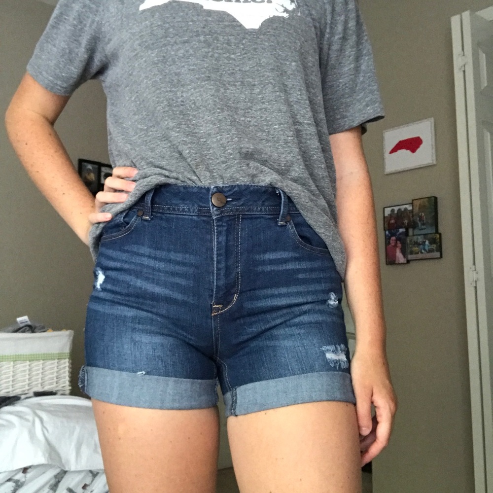 Distressed Denim Shorts